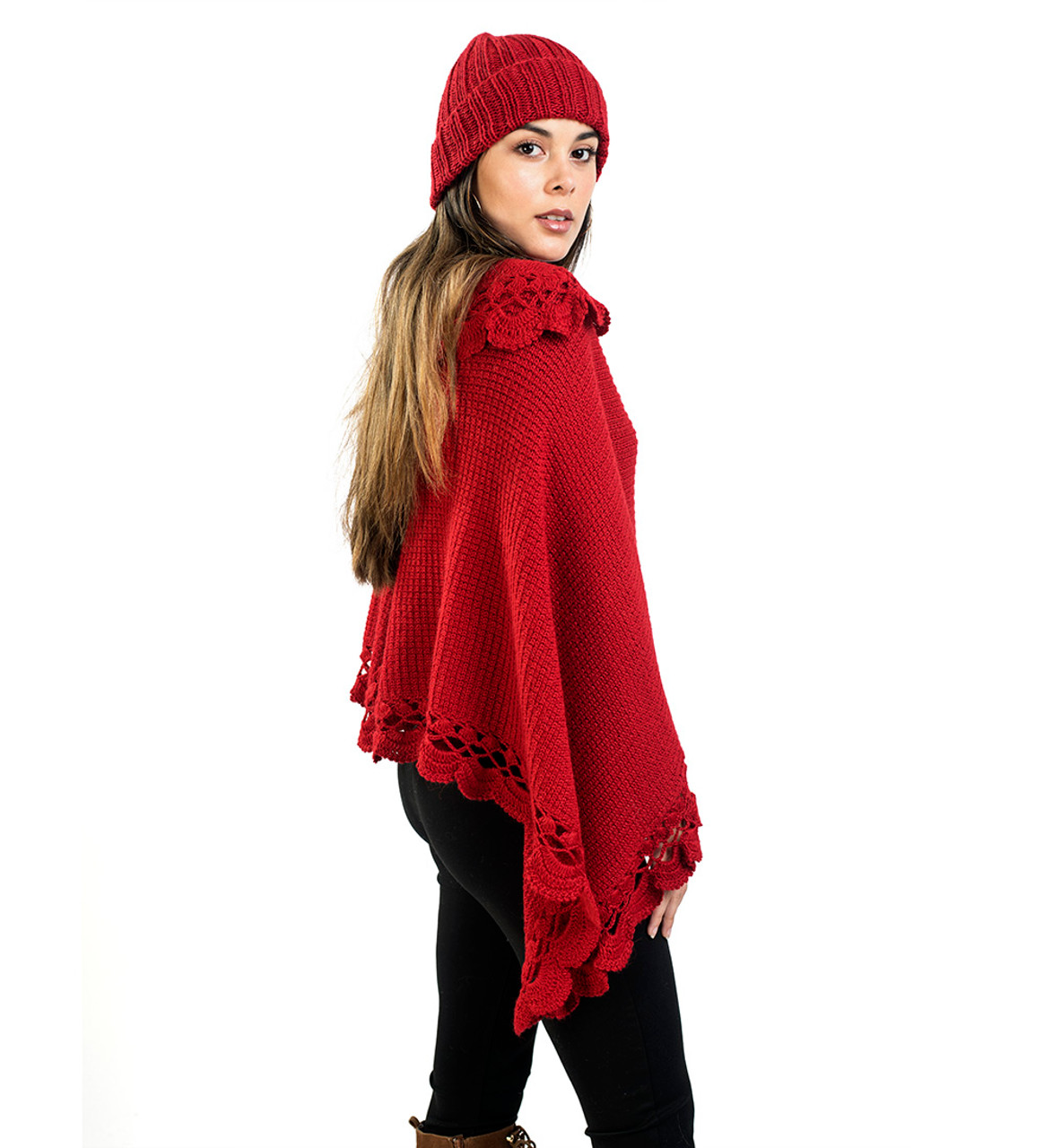 Skye Hooded Alpaca Wool-Blend Cape with Fur Trim