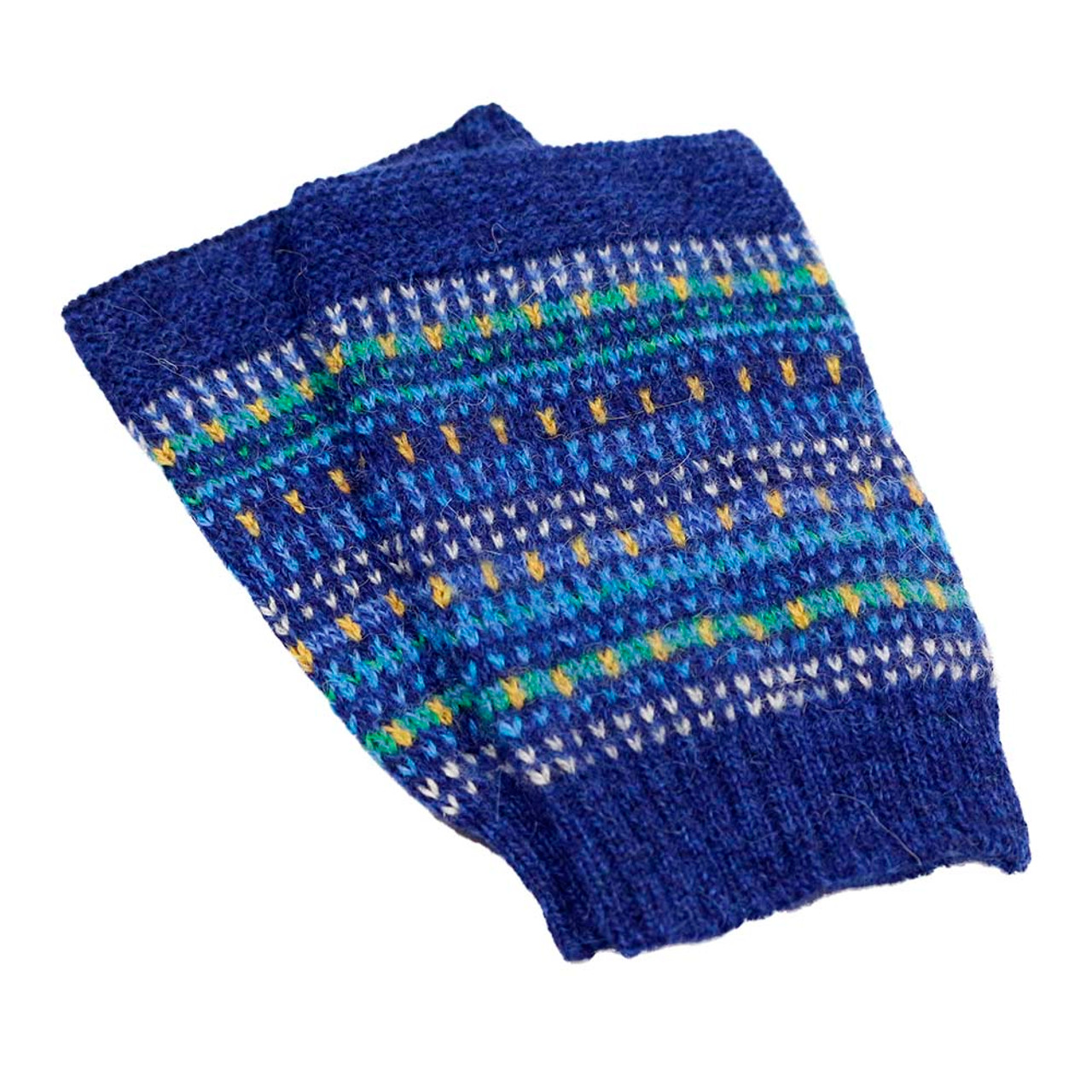 TARBES WRIST WARMERS IN MULTICOLOUR ALPACA AND MOHAIR YARN - MULTICOLOR BLUE