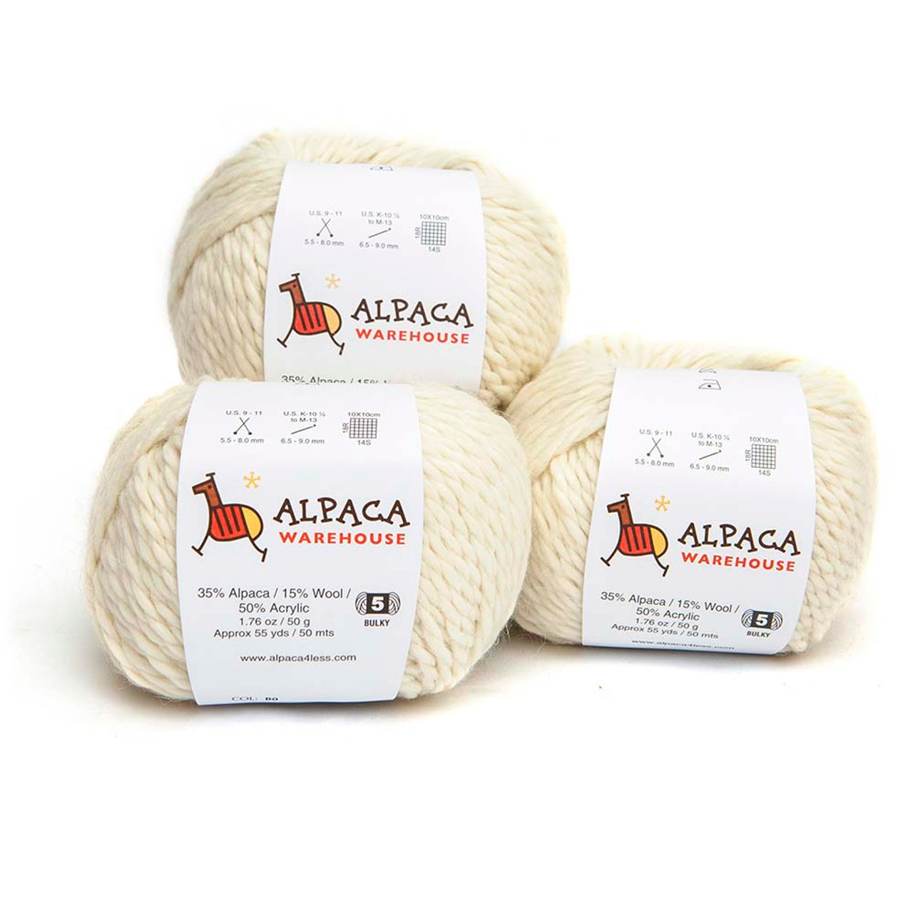 CMM - Blend Alpaca Yarn Wool Set Of 3 Skeins Bulky Weight
