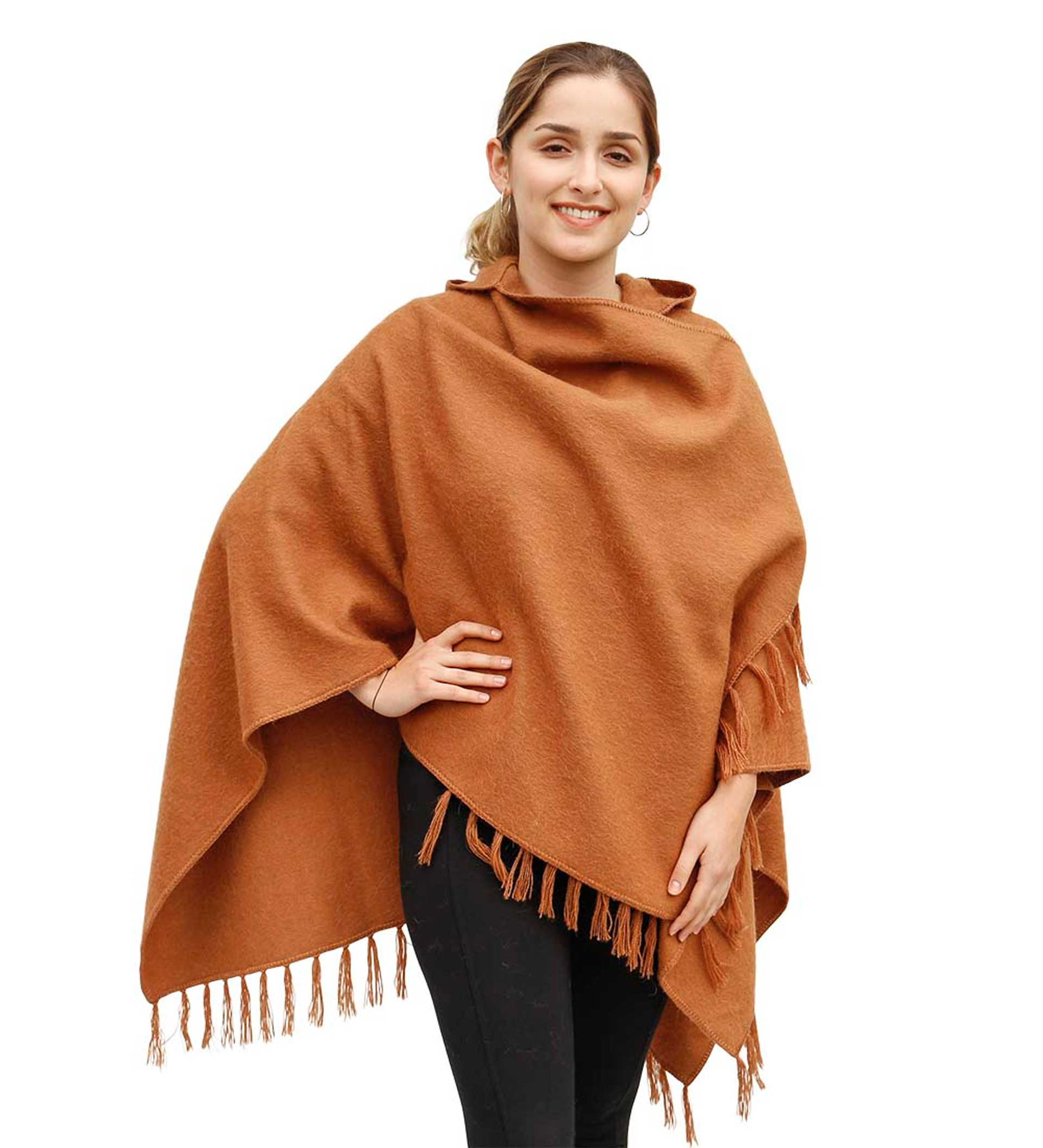 Superfine Alpaca Wool Hooded Alpaca Poncho for Women Cloak Cape Coat ...