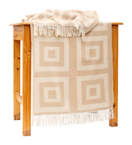 Alpaca Wool Blanket Throw Beige for Bed Couch Sofa Soft Warm Peruvian Alpaca Wool Blankets Geometric Design 70" x 52"