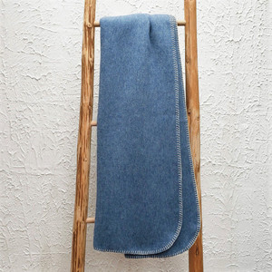 Alpaca Wool Thick Military Banderita Blanket Solid Color Travel Size Soft Blue