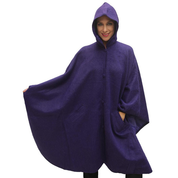 Hooded Alpaca Wool Lined Woven Cape - Alpaca Warehouse