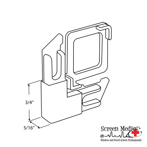 White 5/16" x 3/4" Square Cut w/ Pull Tab Plastic Screen Frame Corner