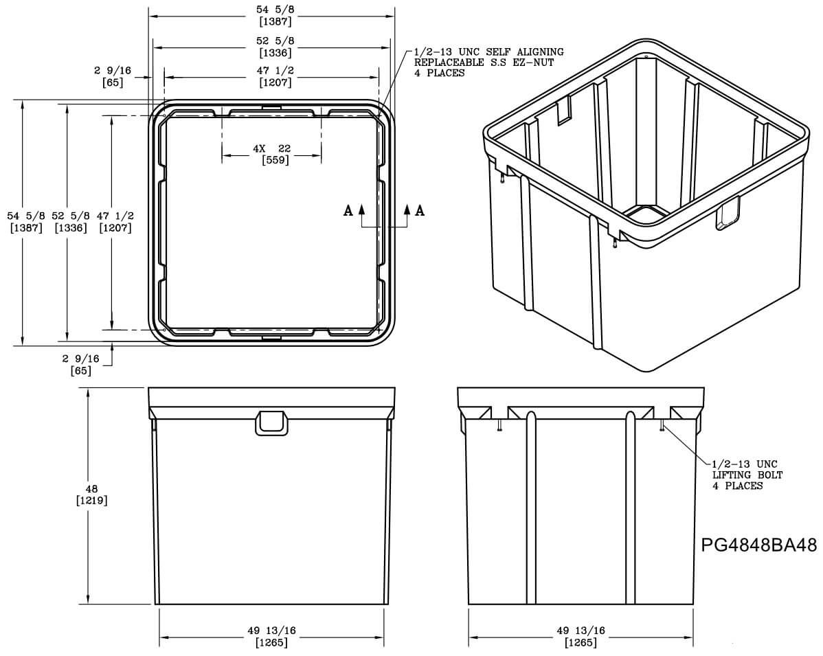 Quazite Box 48 X 48 - ANSI Tier 22 - PG4848BA36 & PG4848BA48