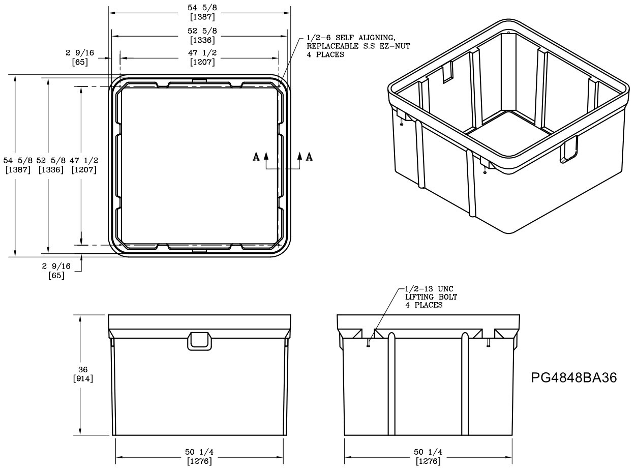 Quazite Box 48 X 48 - ANSI Tier 22 - PG4848BA36 & PG4848BA48