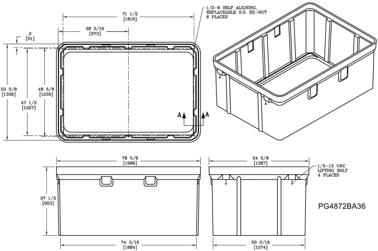 48" x 72" x 48" Quazite Pull Box PG4872BA48 | ANSI Tier 22