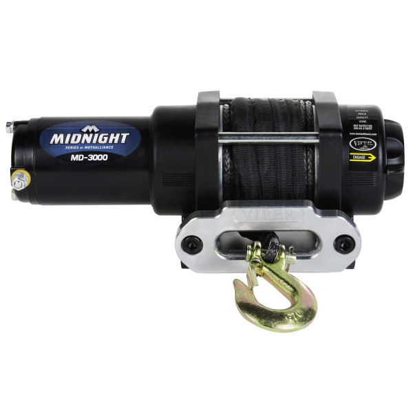 Viper Midnight 3000 lbs ATV/UTV Winch - 50 feet of Synthetic Rope