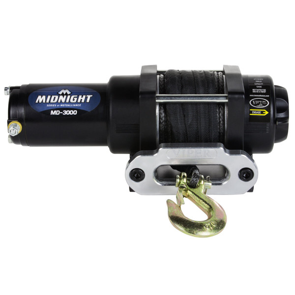 Viper Midnight 3000 lbs ATV/UTV Winch - 50 feet of Synthetic Rope