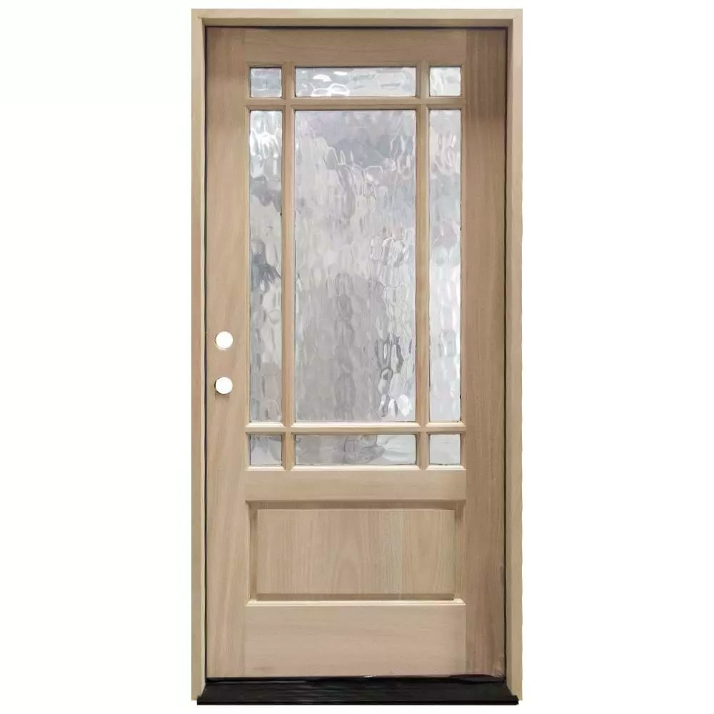 TCM700 9-Lite Mahogany Exterior Wood Door - Flemish Glass - Right