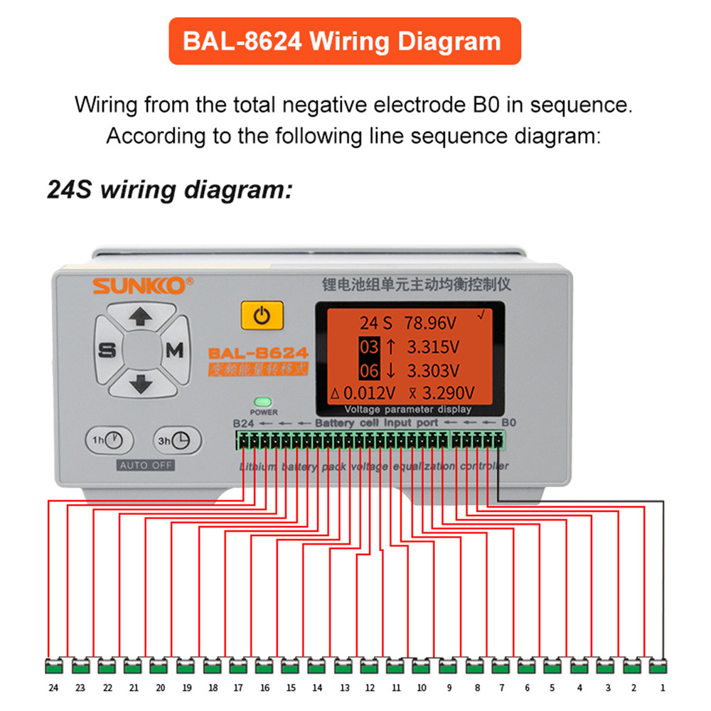 SUNKKO BAL-8624 8A 24S Battery Pack Equalizer