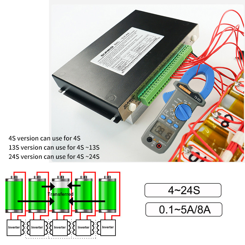 SUNKKO 8A Battery Equalizer Active Voltage Balancer 4~24S