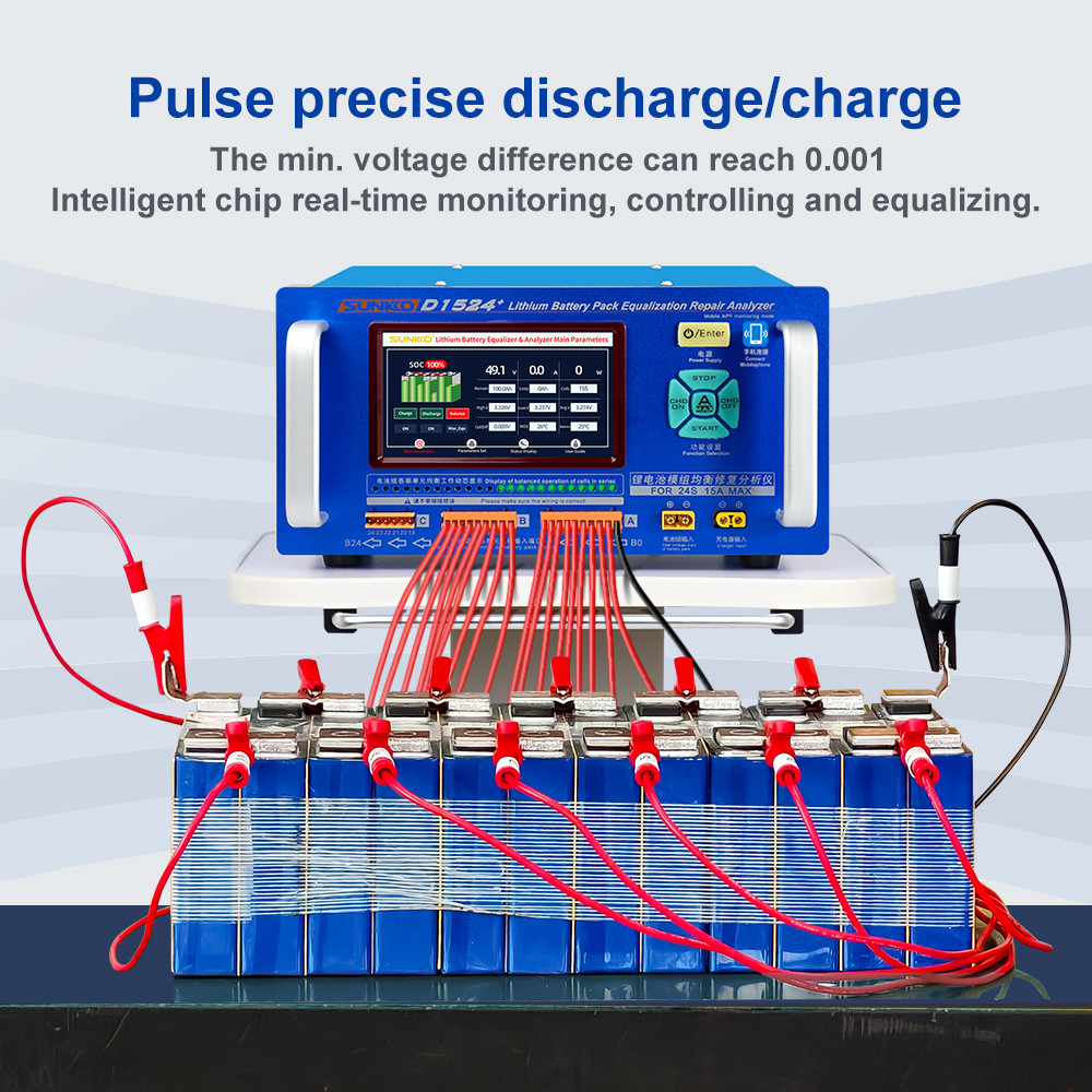 SUNKKO D1524+ 24S 10A/15A  Lithium Battery Intelligent Voltage Equalizer Voltage Difference Repair Balancer for Li-ion Lifepo4 Charge Discharge balancer