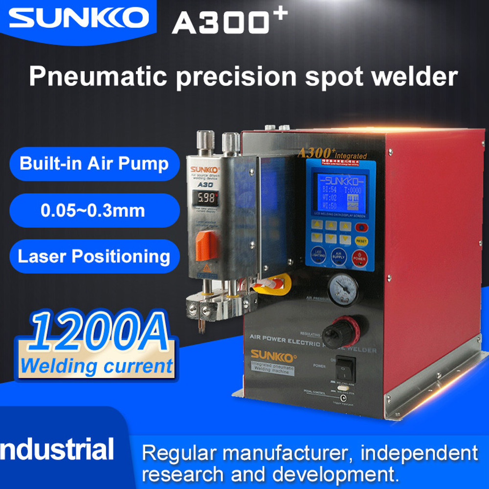 SUNKKO A300+ Pneumatic Battery Spot Welder AC Transformer Inversion Pulse Welding Machine with Built-in Air  Compressor