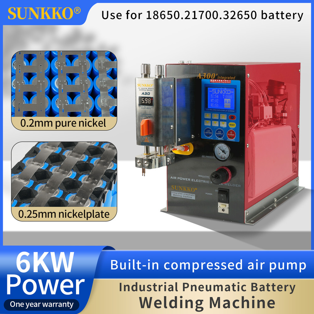 SUNKKO A300+ Pneumatic Battery Spot Welder AC Transformer Inversion Pulse Welding Machine with Built-in Air  Compressor