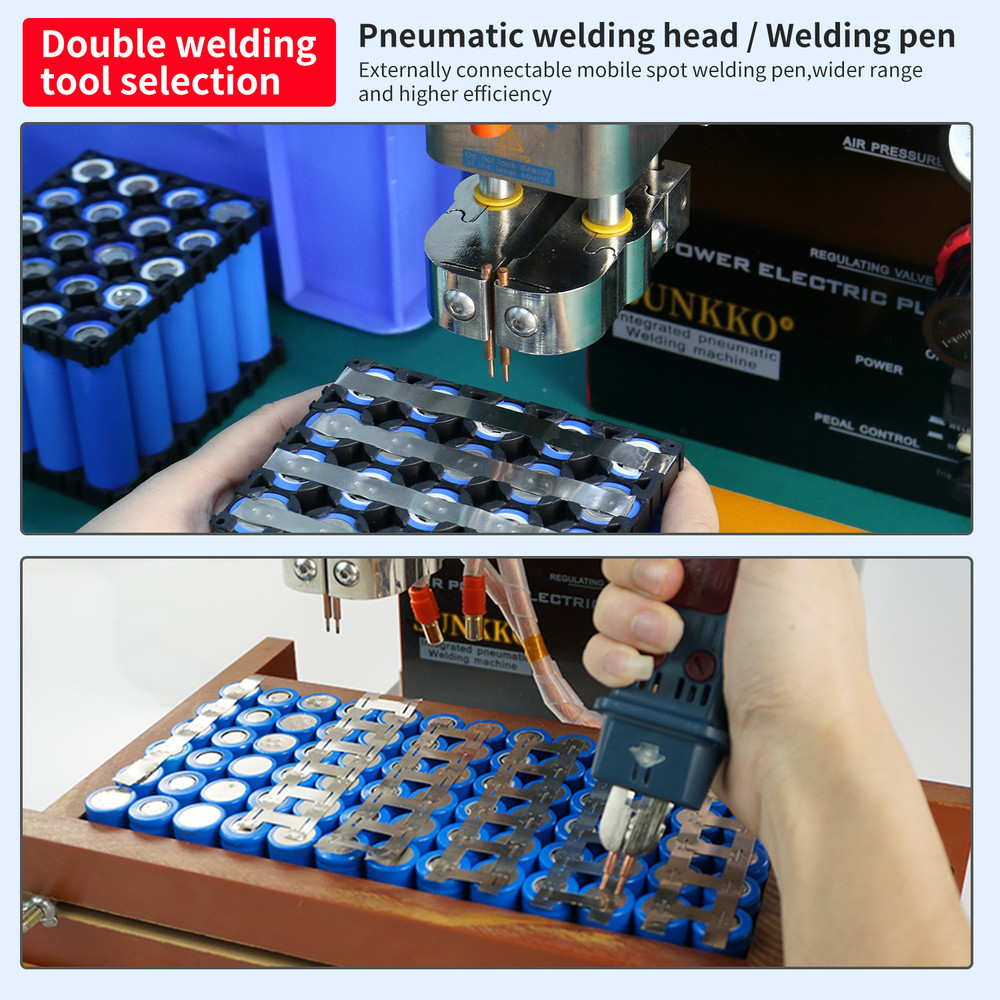 SUNKKO A300+ Pneumatic Battery Spot Welder AC Transformer Inversion Pulse Welding Machine with Built-in Air  Compressor