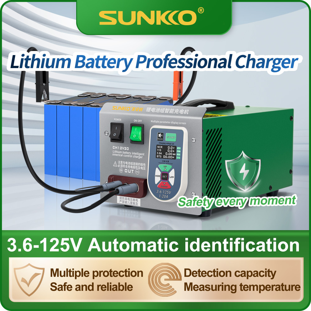 SUNKKO Lithium Battery Pack Intelligent Charger  Capacity Tester 60V/125V 15A 20A 30A 50A