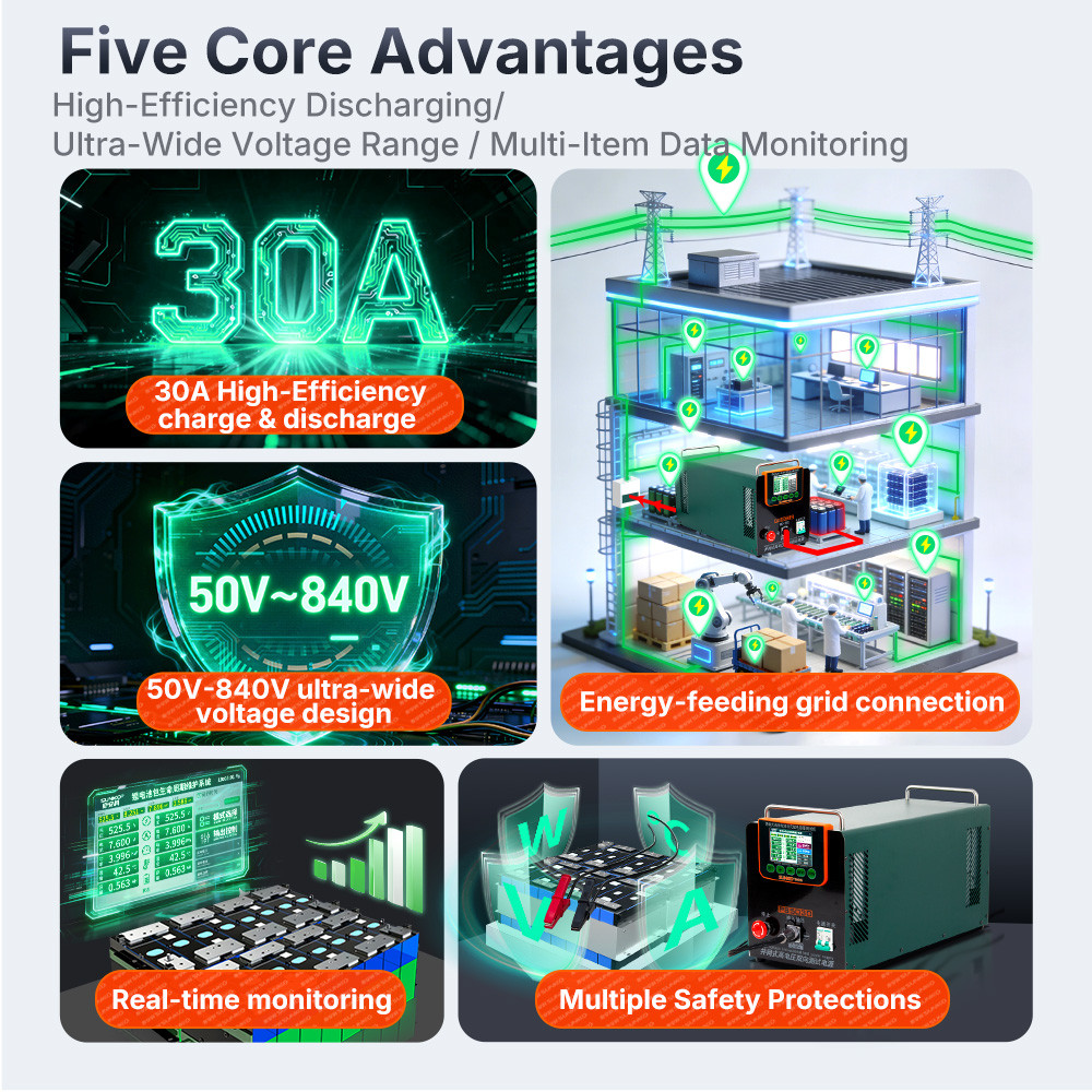 P85030 High-Voltage Battery Pack Charge-Discharge Capacity Tester Energy-Feeding Type Electric Energy Recovery