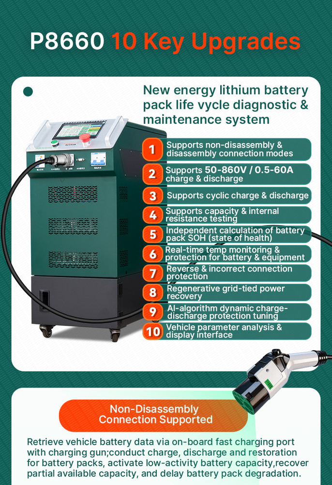 SUNKKO P8660 lithium battery life vycle diagnostic & maintenance system for NEV battery module Battery charge and discharge capacity test analyzer