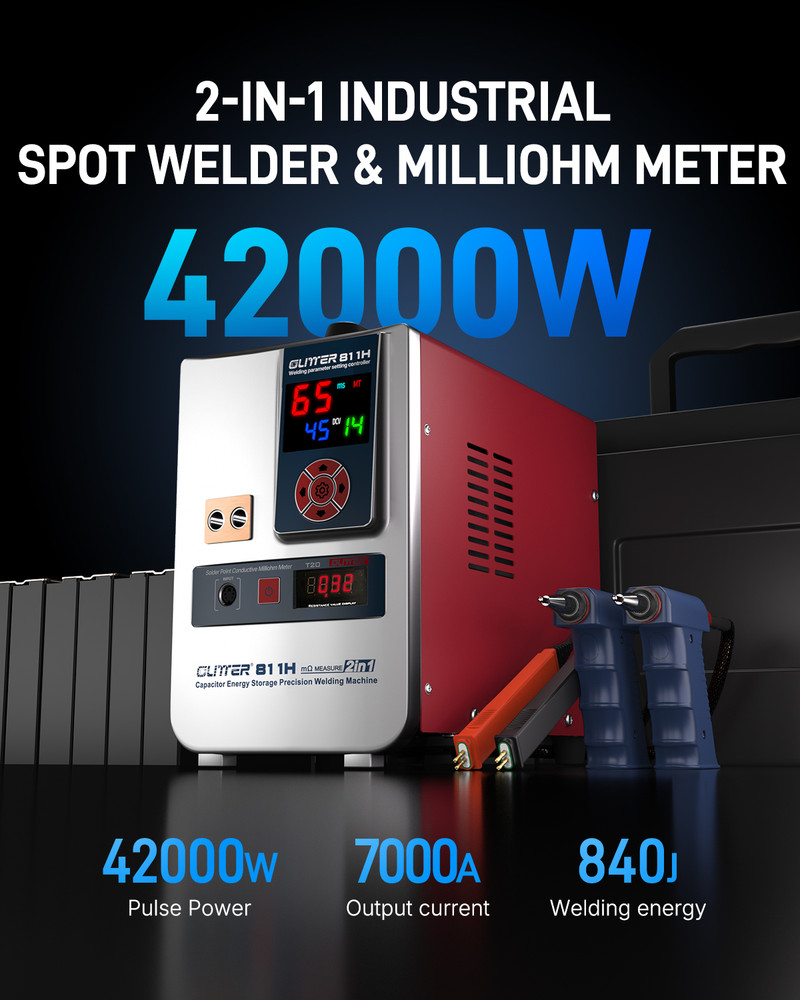 GLITTER 811H Battery Spot Welder Capacitor Energy Storage Pulse Welding Machine Industrial Intelligent Energy Storage Spot Welder Specially Designed for Welding Copper, Aluminum, Nickel Conversion