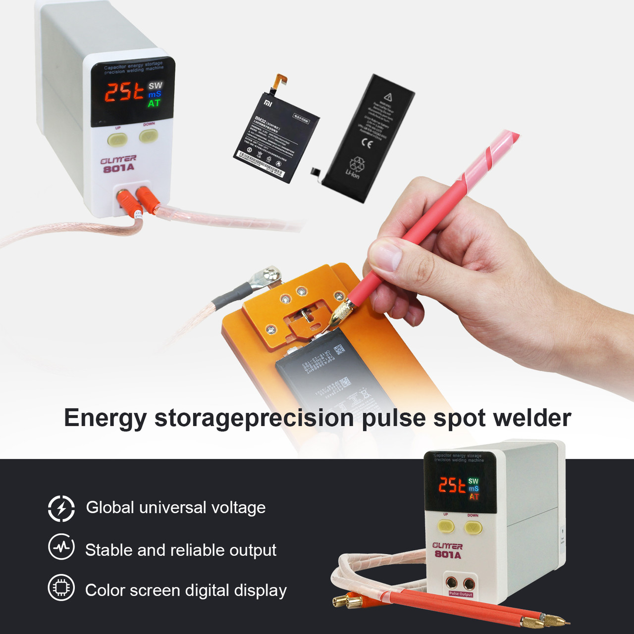 GLITTER 801A Battery Spot Welder Capacitor Energy Storage