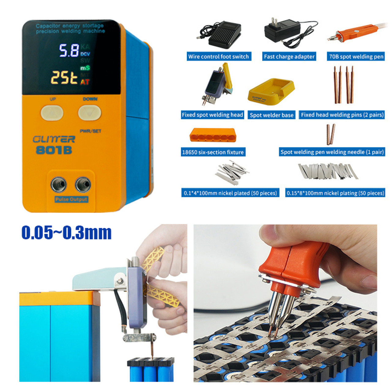 GLITTER 801B Battery Spot Welder Capacitor Energy Storage