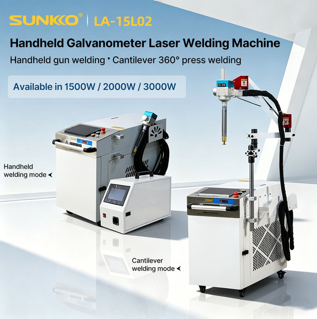 SUNKKO LA-15L02 Handheld Galvanometer Laser Welding Machine, 1500W/2000W/3000W 5-in-1 Laser Welder Dedicated for Lithium Battery, with Cantilever 360° Press Welding