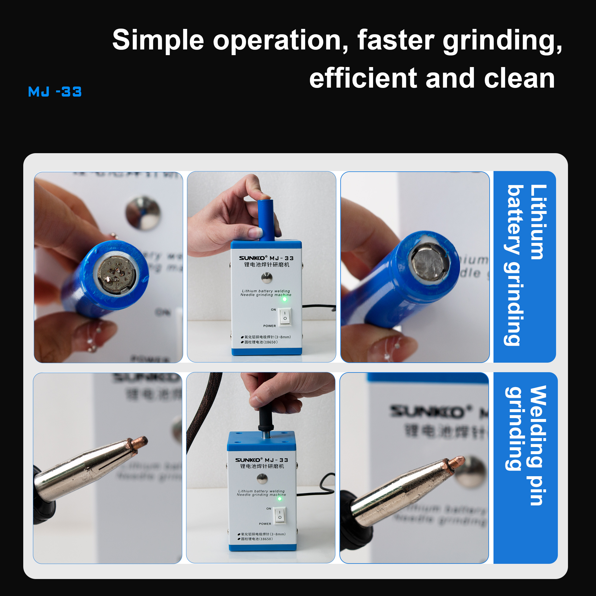 SUNKKO MJ-33 grinding machine for 18650 battery and welding needle