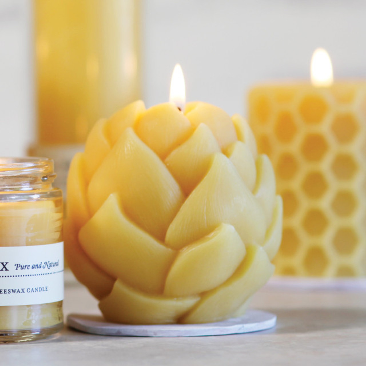 LOTUS flower Candle, Pure beeswax candle, Sculptural Pillar Candles, L –  BEE Zero Waste
