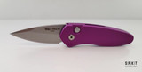 Pro-Tech Sprint Push Button Auto - Stonewash CPM S35VN Spear Point Blade - Purple Anodized Aluminum Handle - Stainless Tip-Up Pocket Clip - Button Lock Automatic - California Legal