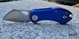 GiantMouse ACE Nibbler - Satin Bohler N690 Wharncliffe Blade - Blue Aluminum Handle Scales - Reversible Tip-Up Deep Carry Wire Pocket Clip - Liner Lock Manual 2" Blade Pocket Knife w/ Thumb Hole | Anso & Voxnaes Design | Manufactured by Reate Knives