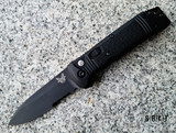 Benchmade Casbah Auto - Black Coated CPM S30V Partially Serrated Drop Point Combo Blade - Black Grivory Handle Scales w/ Textured Inlay - Gray Reversible Tip-Up Deep Carry Pocket Clip - Push Button Automatic w/ Face-Side Slide Safety | Made in USA