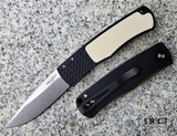 Pro-Tech | Mike "Whiskers" Allen Magic Bolster Release Auto BR-1.51 - Stonewash 154-CM Drop Point Blade - Black 6061-T6 Aluminum Handle Frame w/ White Ivory Micarta Inlay - Black Tip-Up Pocket Clip - Hidden Bolster Release Automatic | Made in USA