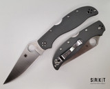 Spyderco Stretch 2 XL - Satin CPM CruWear Drop Point Blade - Cool Gray G-10 Handle Scales - Stainless Four-Position Reversible Tip-Up Pocket Clip & Hardware - Lockback Manual w/ Round Thumb Hole | Made in Seki-City, Japan, Earth. 