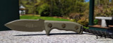 Microtech Fixed Currahee OD Cerakote 103-1COD - OD Green Coated Bohler M390 Tanto Edge Blade - OD Green Polymer/Composite Handle Scales w/ Large Lanyard & Bead - Black Carbon Fiber Print Kydex Sheath - Large Full-Tang Fixed Blade | Made in USA