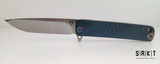 Medford Knife & Tool M-48 - Tumbled CPM S45VN Drop Point Blade - Blue Aluminum Face Side & Tumbled Titanium Clip Side Handle Scales - Flamed Reversible Tip-Up Pocket Clip & Flamed Hardware - Frame Lock Manual w/ Flipper Tab | Made in USA