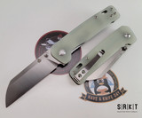 QSP Knife Penguin QS130-V - Satin 2-Tone D2 Sheepsfoot Blade - Jade G-10 Handle Scales w/ Reversible Tip-Up Deep Carry Pocket Clip - 3.06" Blade Liner Lock w/ Dual Studs on Copper Washers | China