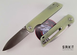 QSP Knife Parrot QS102-H - Satin D2 Drop Point Blade - Jade G-10 Handle Scales w/ Reversible Tip-Up Pocket Clip - 3.25" Blade Liner Lock w/ Dual Studs on Copper Washers | China