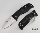 Spyderco Lil' Temperance 3 Lightweight C69PBK3 - Satin VG-10 Drop Point Leaf Blade & Black FRN Handle Scales - Compression Lock Manual w/ Round Thumb Hole & Black Four-Position Pocket Clip | Made in Seki City, Japan