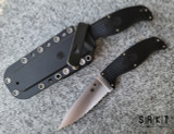 Spyderco Enuff 2 FS Fixed Blade FB31SBK2 - Satin Fully Serrated VG-10 Drop Point Leaf Blade & Black FRN Handle Scales over Skeletonized Full-Tang - Black Polymer Sheath w/ G-Clip Attachment | Made in Seki City, Japan