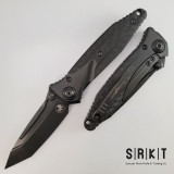 Microtech SOCOM Bravo Signature Series T/E 261-1DLCTCFTIS - Black DLC Coated Bohler M390 Tanto Blade & 6AL-4V Titanium Handle w/ Carbon Fiber Scales - Liner Lock Manual w/ 4" Blade & Dual Thumb Studs | Made in China by Rike Knife