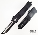 Microtech Signature Series Hellhound Combat Troodon Tactical 219-1TS - Black Premium Steel Tanto Edge HH Blade & Black 6061-T6 Aluminum Handle Chassis - Double-Action Out the Front Automatic w/ 4" Blade | Made in USA