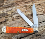 Case Knives Trapper 35810 - Mirror Polished Tru-Sharp Surgical Steel Clip Point & Spey Blades - Orange Crandall Jig Cayenne Bone Handle Scales w/ Case Oval Script Shield - 4.13" Closed Non-Locking Slip Joint Manual w/ Nail Nicks | Made in USA