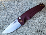Medford Knife & Tool Smooth Criminal Auto MKA39STQ - Tumbled Satin CPM S35VN Drop Point Blade & Red Aluminum Handle w/ Bronze Pocket Clip & Hardware - Push Button Automatic w/ 3" Blade & No Safety | Made in USA