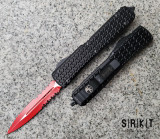 Microtech Signature Series Sith Lord Ultratech 122-2SL - Red Double-Edged 2-Side Partially Serrated Combo Blade - Black Tri-Grip Aluminum Handle - D/A Out the Front Automatic | Made in USA