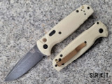 Benchmade CLA Auto 4300BK-03 - DLC Battlewash CPM-Magnacut Drop Point Blade & Ivory White G-10 Handle Scales w/ Bronzed Reversible Tip-Up Pocket Clip - Push Button Automatic w/ Face-Side Safety | Made in USA