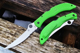 Spyderco Catcherman Salt Green C17PSGR - Satin 3.64 " LC200N Partially Serrated Trailing Point Blade & Green FRN Handle Scales - Lockback Manual w/ Round Thumb Hole | Made in Japan