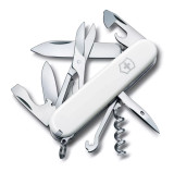 Victorinox Swiss Army Climber - White Handle Scales - 91mm - 14 Function Multi-Tool - Large & Small Blades - Scissors - Corkscrew - Can & Bottle Openers w/ Flatheads & Wire Stripper - Punch/Sewing Awl & Multi-Use Hook | Made in Switzerland