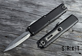 Microtech UTX-85 Gen IV - D/E OTF Auto - Bohler M390MK Double Edge Dagger Blade - Black 6061-T6 Aircraft Aluminum Handle Chassis -Titanium Tip-Down Pocket Clip & Hardware - Thumb Slide Double-Action Out the Front Automatic | Made in USA