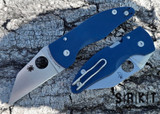 Spyderco Microjimbo C264GPCBL - Satin CPM SPY27 Wharncliffe Blade & Cobalt Blue G-10 Handle Scales - Stainless Reversible Wire Pocket Clip & Hardware - Compression Lock w/ 2.4" Blade & Round Thumb Hole | Made in Colorado, USA Earth